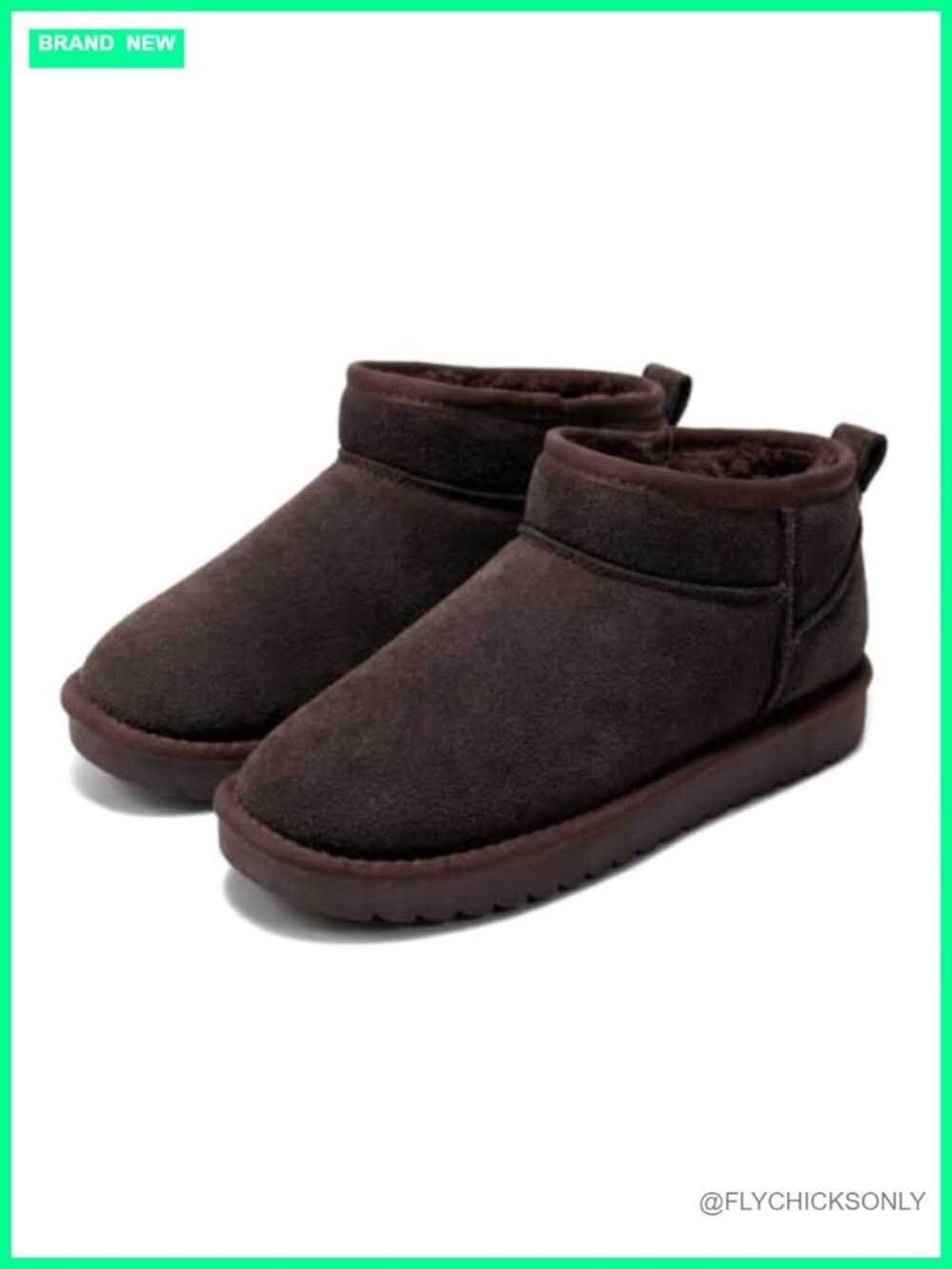 Genuine Suede Fur-Lined Ankle Boots Water-Resistant Faux Fur Winter Booties